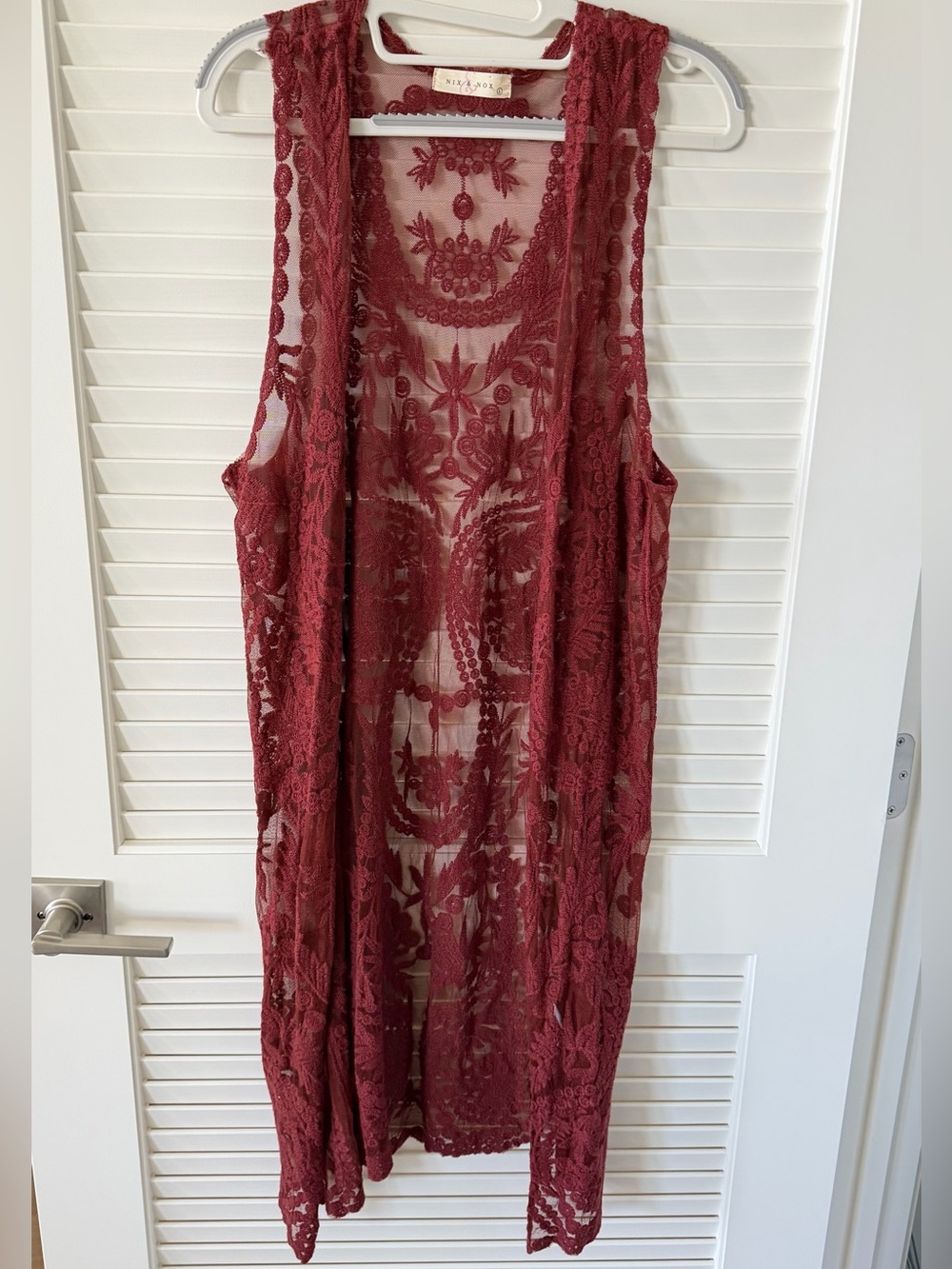 Burgundy Lace Duster Vest